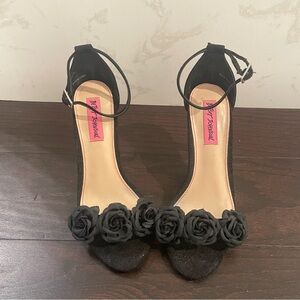 Betsey Johnson black floral heels